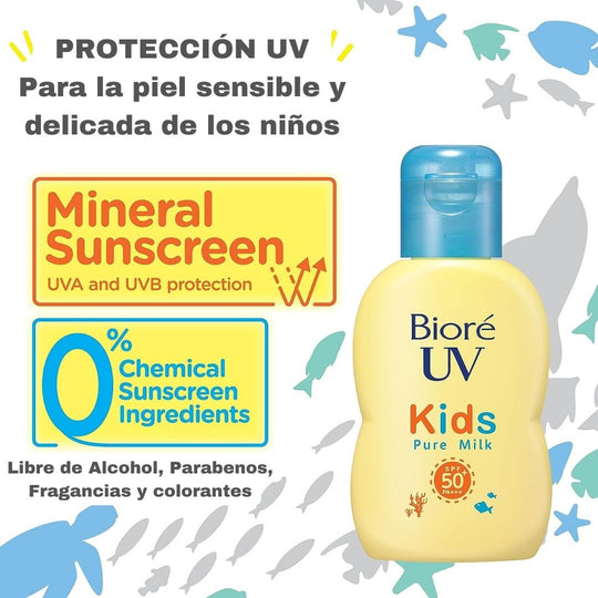 Biore UV Kids Pure Milk Sunscreen SPF50+ PA+++ Protector Solar Niños